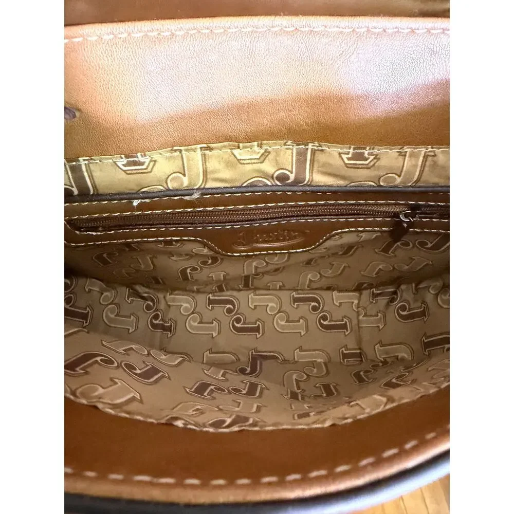 Justin Western Crossbody Purse Cowhide Look Concho Saddle Bag Brown NWT